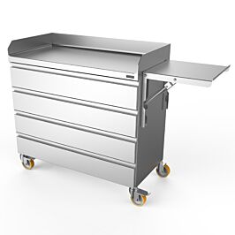 Fold down table on cupboard raised