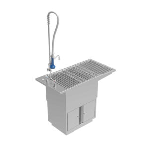 Stainless Steel Tub Table with Under Cupboard