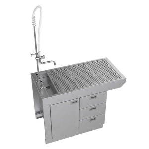 Slimline Tub Table with Under Cupboard and Drawers