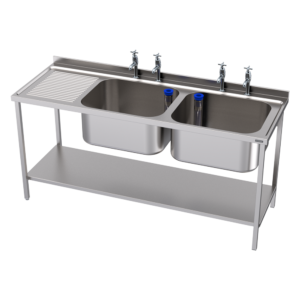 Double Bowl Single Drainer Utensil Sink