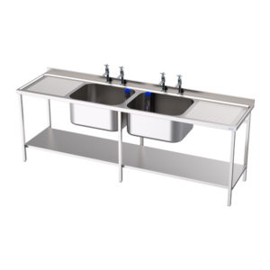 Double Bowl Double Drainer Utensil Sink