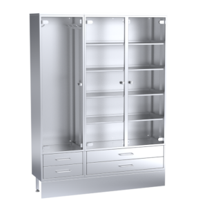 Stainless Steel Cupboard With Glass Doors