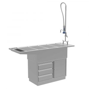Stainless Steel Tub Table with Cupboard and Drawers